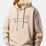 Line Dachshund Print Relax Fit Hoodie & Pleated Pintuck Sweatpants Set