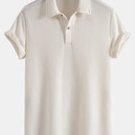 Short Sleeved Waffle Polo & Drawstring Knitted Waffle Shorts Set
