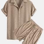 Striped Terry Cuban Shirt & Striped Terry Cuban Shorts Set