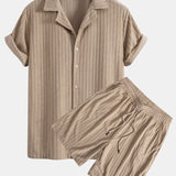 Striped Terry Cuban Shirt & Striped Terry Cuban Shorts Set