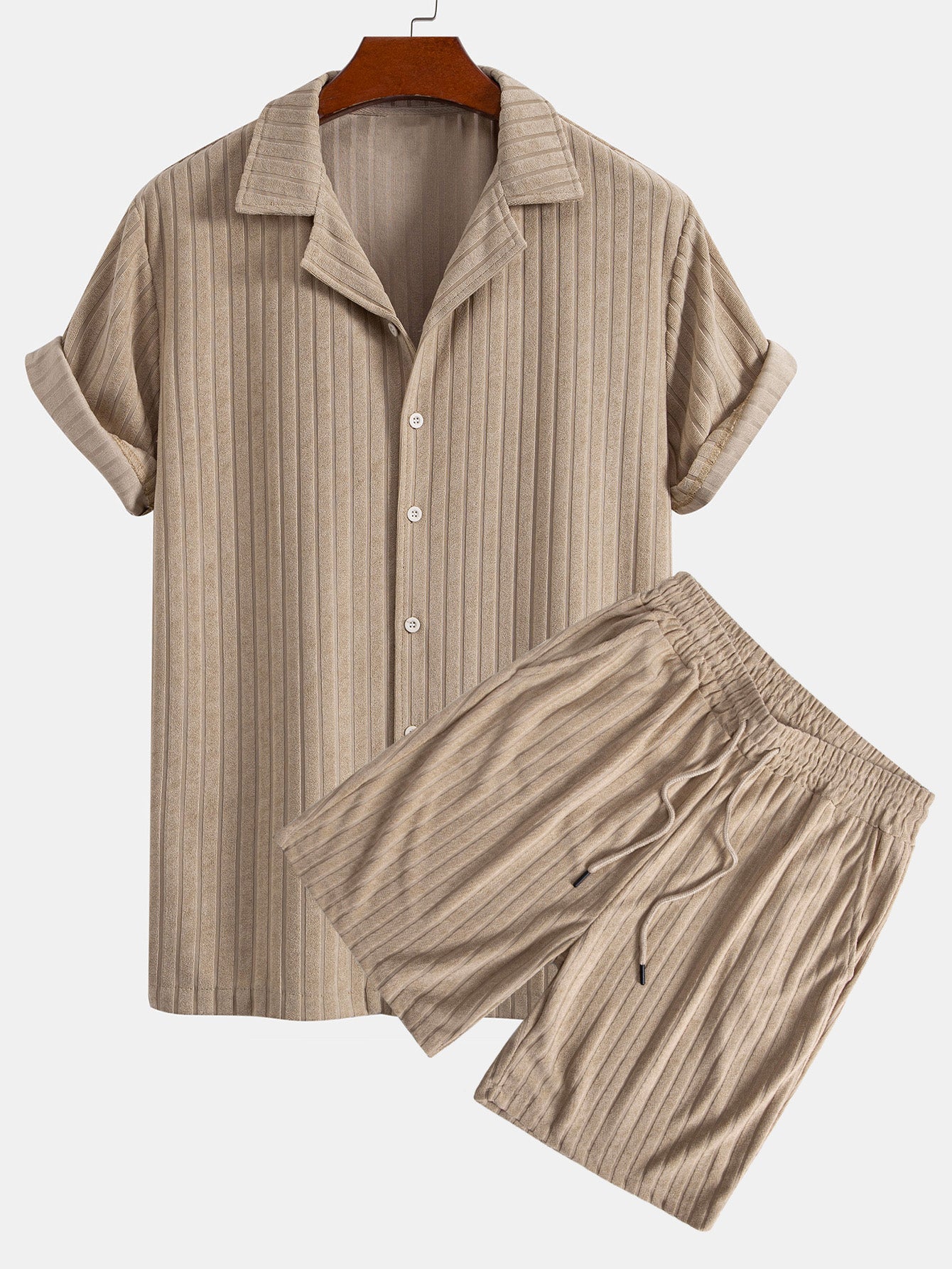 Striped Terry Cuban Shirt & Striped Terry Cuban Shorts Set