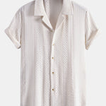 Geometric Jacquard Cuban Collar Shirt & Crinkle Textured Drawstring 5" Set