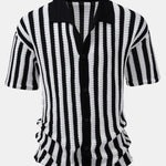 Drop Shoulder Stripe Crochet Shirt