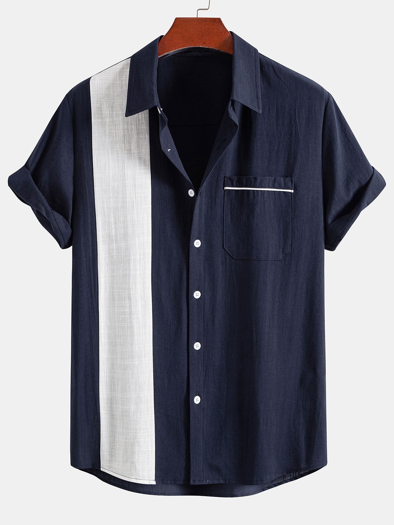 Linen Contrast Button Up Shirt