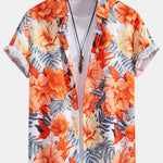 Tropical Flowers Print Shirt & Drawstring Swim Shorts Set