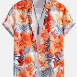 Tropical Flowers Print Shirt & Drawstring Swim Shorts Set