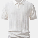 Geometric Jacquard Knitted Polo Shirt & Slim Fit Tapered Trousers Set