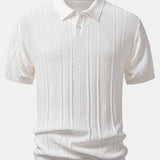 Geometric Jacquard Knitted Polo Shirt & Slim Fit Tapered Trousers Set