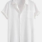 Waffle Textured Button Up Shirt with Pocket