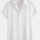 Waffle Textured Button Up Shirt with Pocket