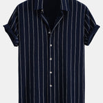 Stripe Textured Shirt & Straight Leg Linen Pants Set
