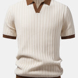 Contrast Textured Johnny Collar Polo & Slim Fit Tapered Trousers Set