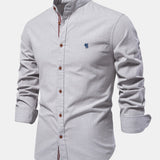 Long Sleeve Linen Stand Collar Shirt