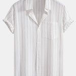 Linen Striped Shirt & Drawstring Shorts Set