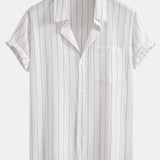 Linen Striped Shirt & Drawstring Shorts Set