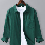 Long Sleeve Linen Cotton Shirt with Pocket
