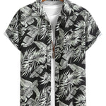 Tropical Plants Print Shirt & Drawstring Swim Shorts Set