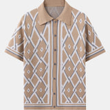 Retro Rhombus Geometric Knit Shirt