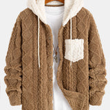 Geometric Jacquard Teddy Hooded Shirt