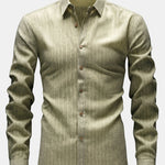 Long Sleeve Stripe Linen Button Up Shirt