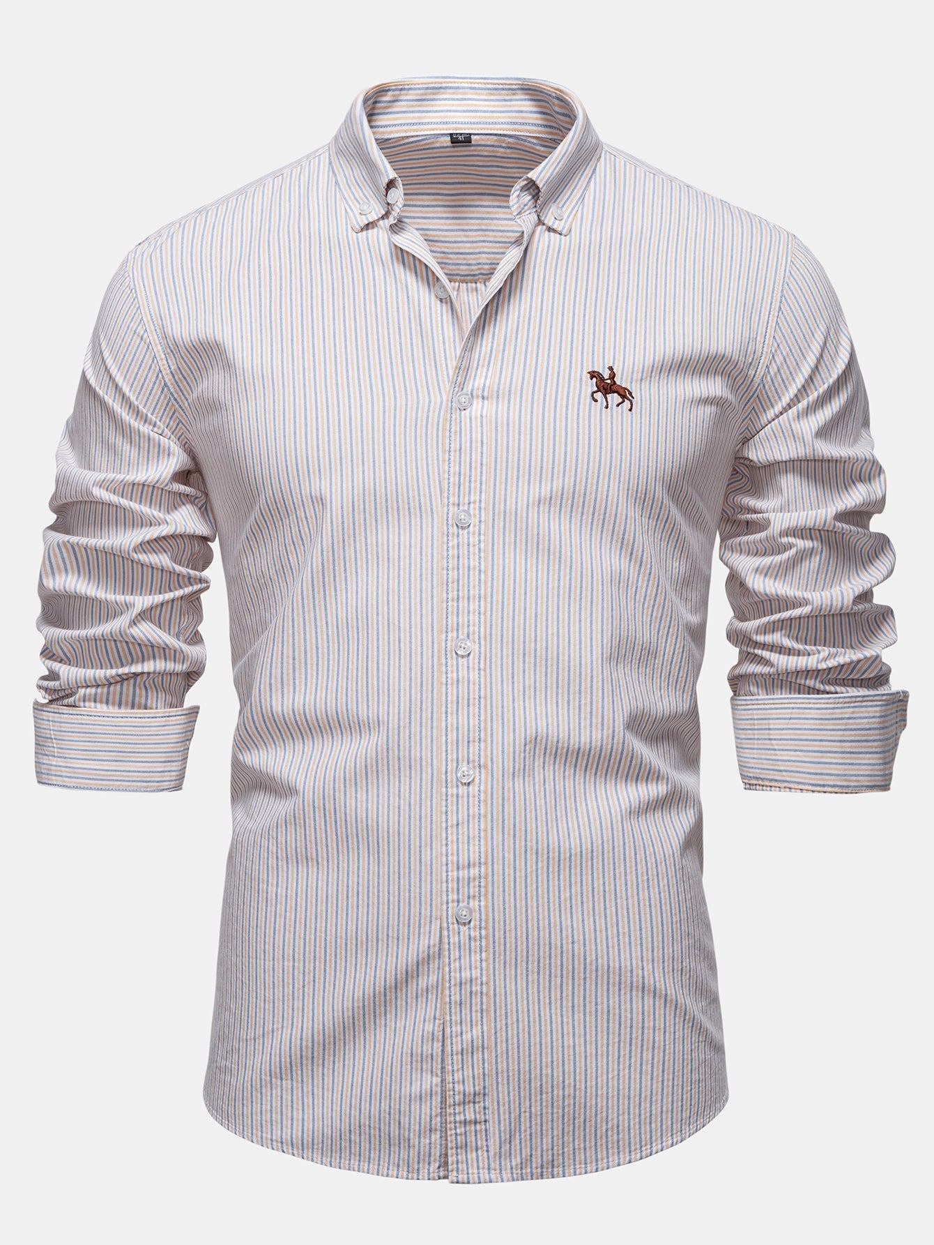 Cowboy Embroidery Cotton Plaid Stripe Shirt