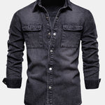 Washed Denim Overshirt with Pockets