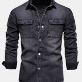 Washed Denim Overshirt with Pockets