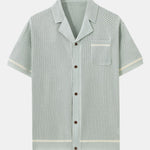 Contrast Trim Open Knit Shirt