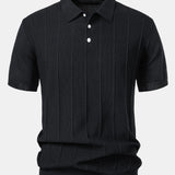 Stripe Jacquard Knit Polo Shirt & Slim Fit Tapered Trousers Set