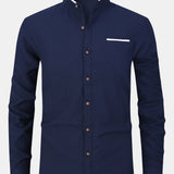 Long Sleeve Contrast Stand Collar Oxford Shirt