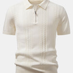 Twist Jacquard Knitted Zipper Polo Shirt & Tapered Trousers Set