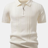 Twist Jacquard Knitted Zipper Polo Shirt & Tapered Trousers Set