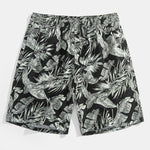 Tropical Plants Print Shirt & Drawstring Swim Shorts Set