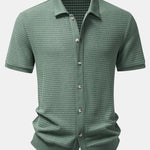 Waffle Button Up Knit Shirt
