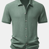 Waffle Button Up Knit Shirt