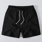 Crochet V Neck Polo Shirt & Crinkle Textured Drawstring 5" Shorts Set