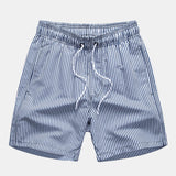 Crinkled Textured Shirt & Stripe Print Swim Shorts Set