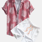 Leaf Print Shirt & Swim Shorts Set