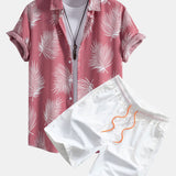 Leaf Print Shirt & Swim Shorts Set