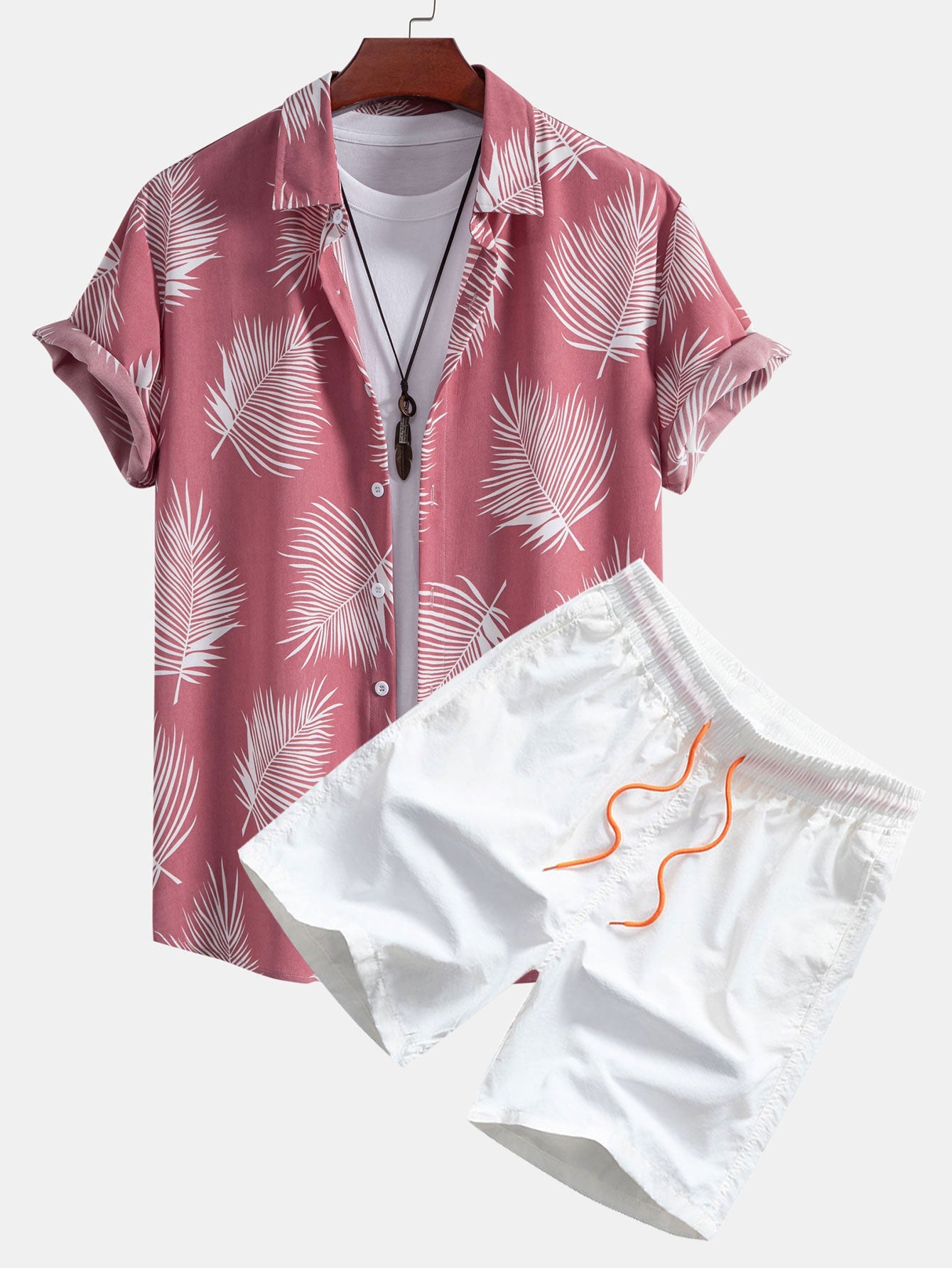 Leaf Print Shirt & Swim Shorts Set