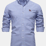 Cowboy Embroidery Cotton Plaid Button Up Shirt
