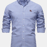 Cowboy Embroidery Cotton Plaid Button Up Shirt