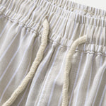 Linen Rayon Blend Shirt & Stripe Straight Leg Linen Pants Set