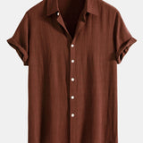 Linen Rayon Blend Button Up Shirt