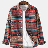 Long Sleeved Tribal Print Corduroy Shirt