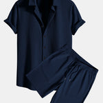 Muscle Fit Ribbed Shirt & Shorts Set