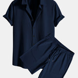 Muscle Fit Ribbed Shirt & Shorts Set
