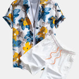 Ink Floral Print Shirt & Swim Shorts Set