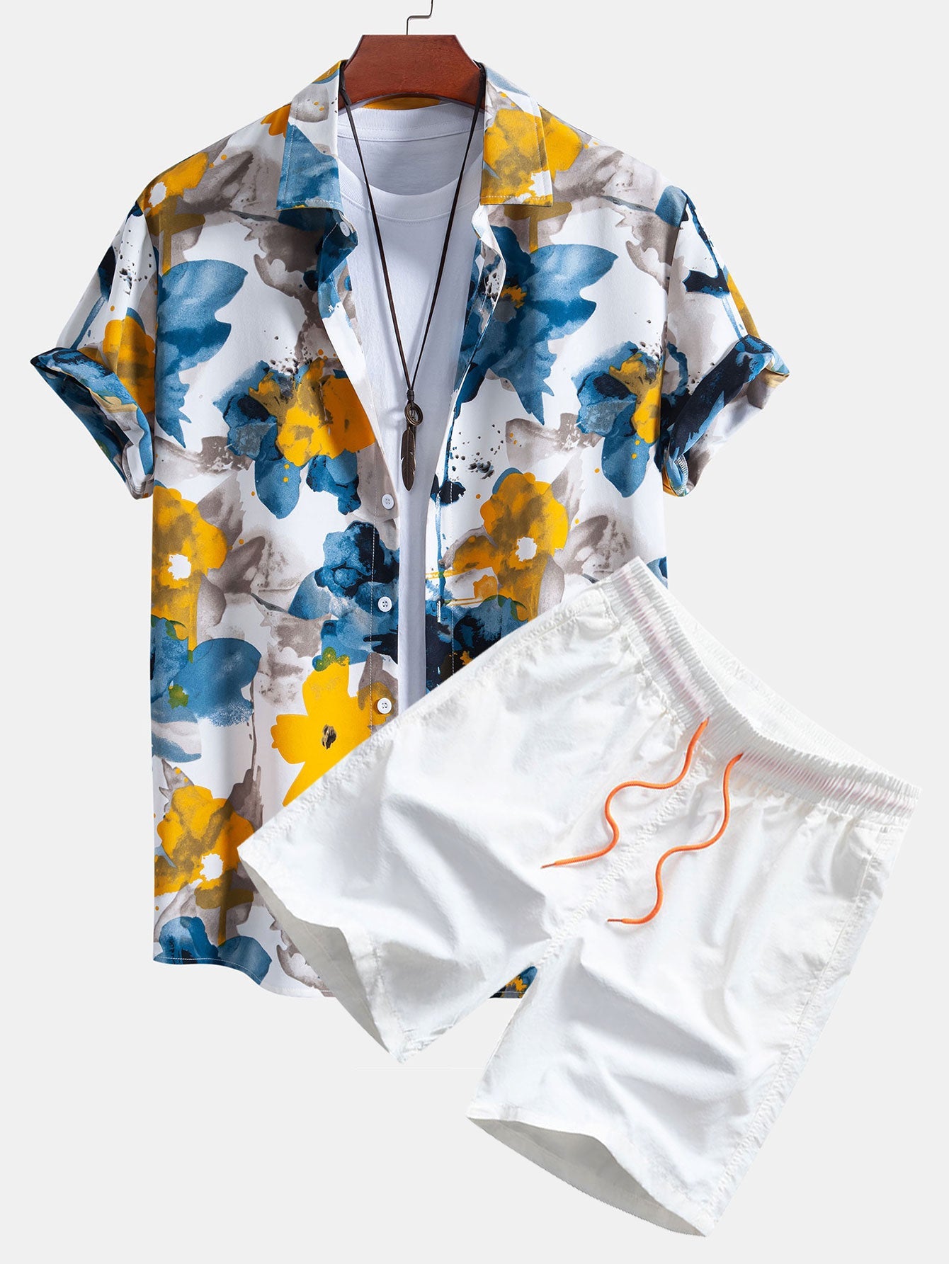 Ink Floral Print Shirt & Swim Shorts Set