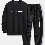 Balance Stripe Print Crew Neck Sweatshirt & Jogging Pants Set